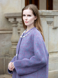 Wool  coat with Lace-Trimmed Collar