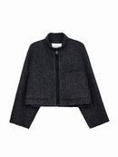 Women's Short Wool Coats With 752 Carbon Ink Gray