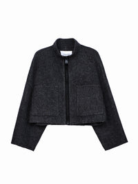 Women's Short Wool Coats With 752 Carbon Ink Gray