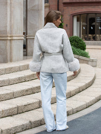 Wool coat with Minimalist Cropped Robe-Style