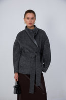 Artisan hand-finished short wool coat