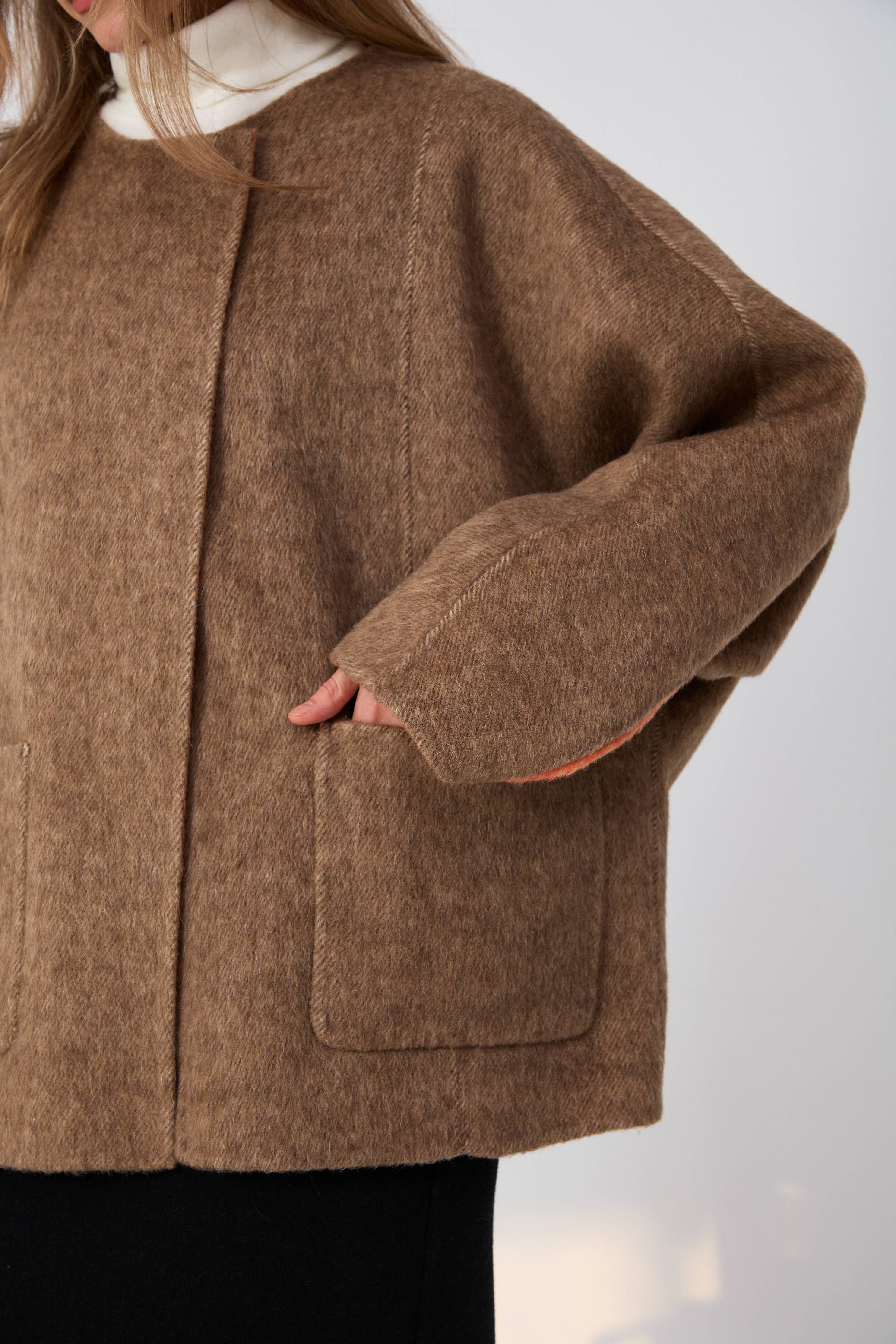 Asian-inspired long wool coats for women