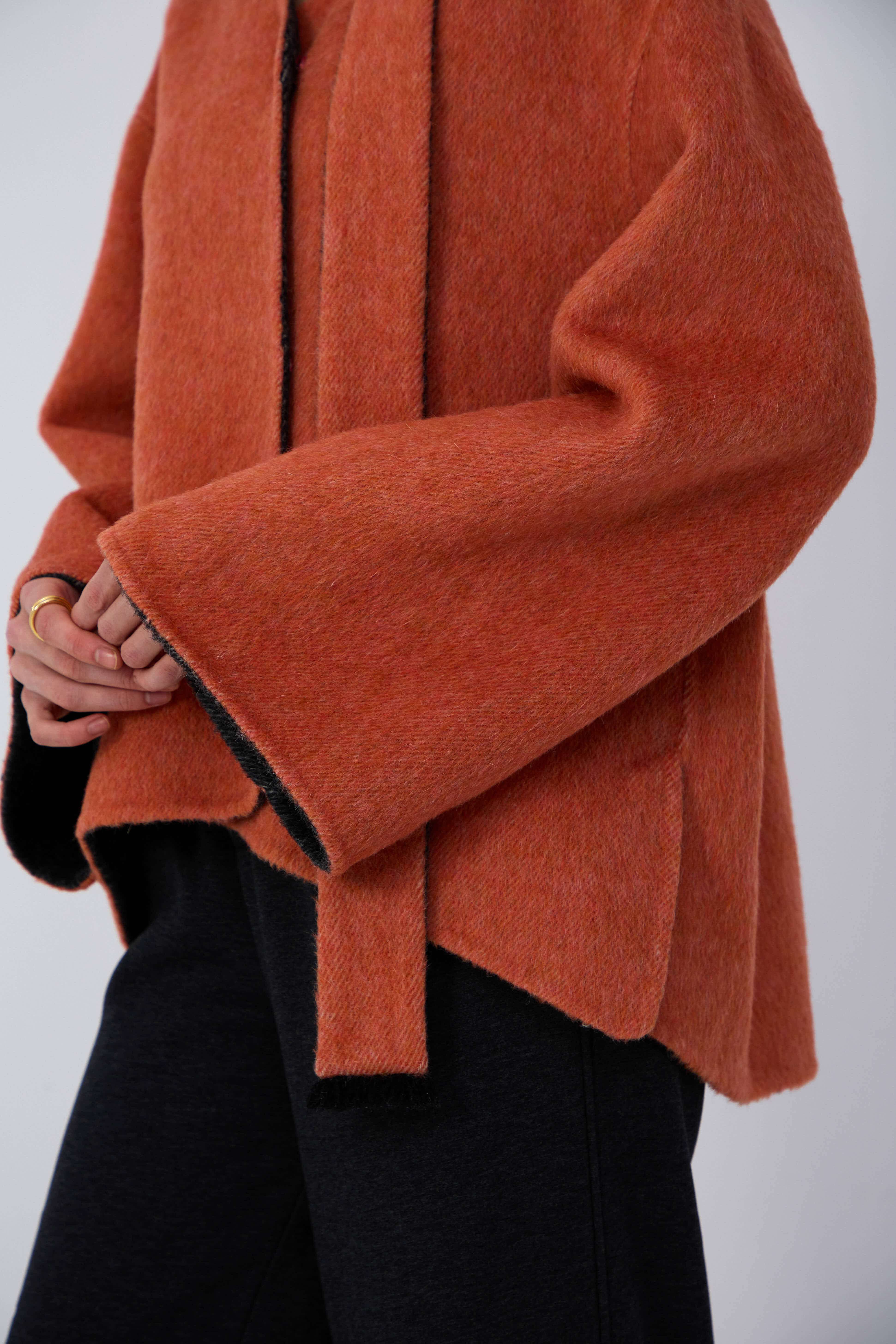 Asian inspired long wool coat