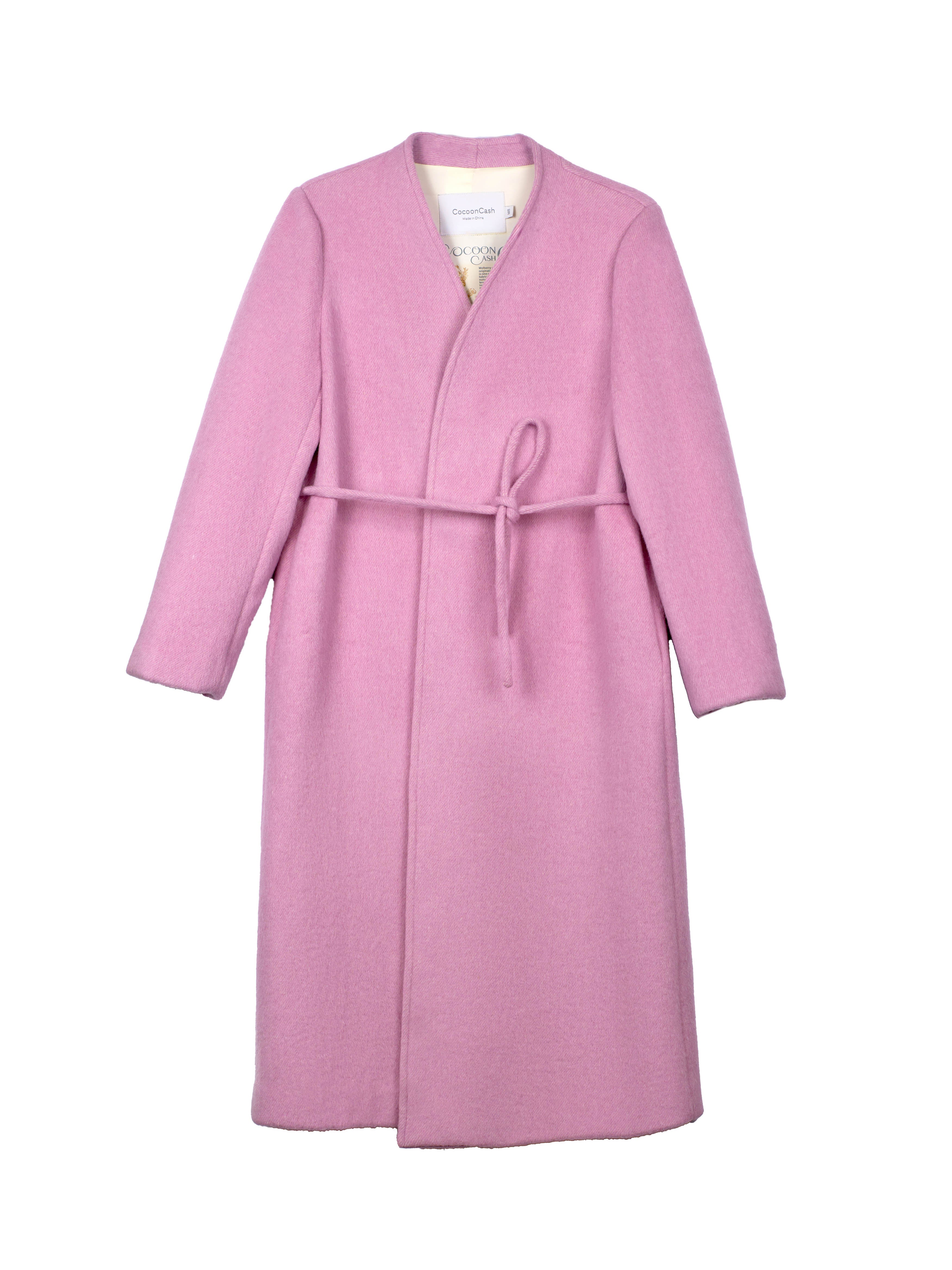 Women's Silk-Lined Wool Coats With 211 Light Lilac Pink