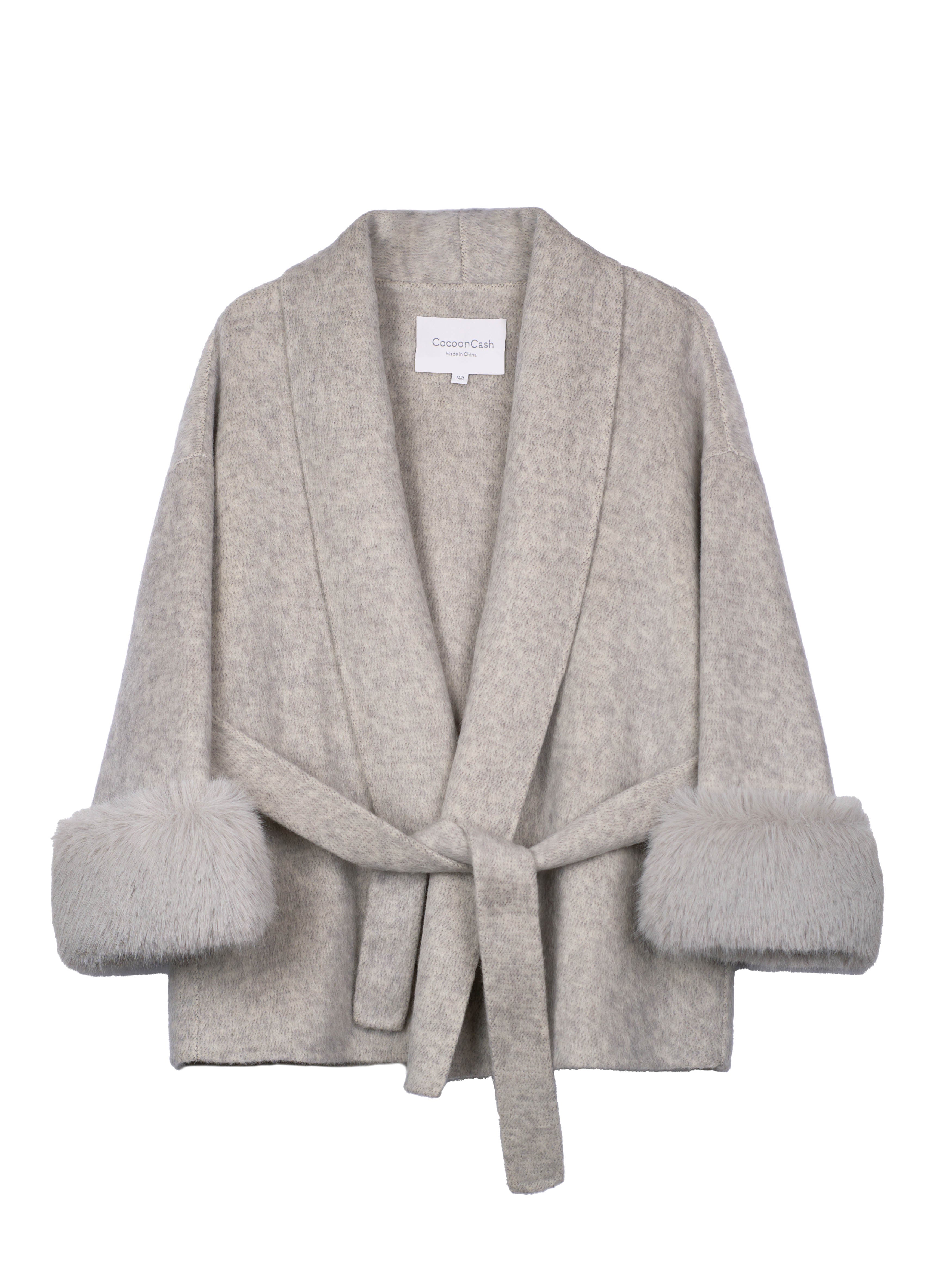 Women's Belted Wool Coats With 536 Speckled Gray