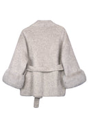 Women's Belted Wool Coats With 536 Speckled Gray