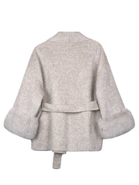 Women's Belted Wool Coats With 536 Speckled Gray