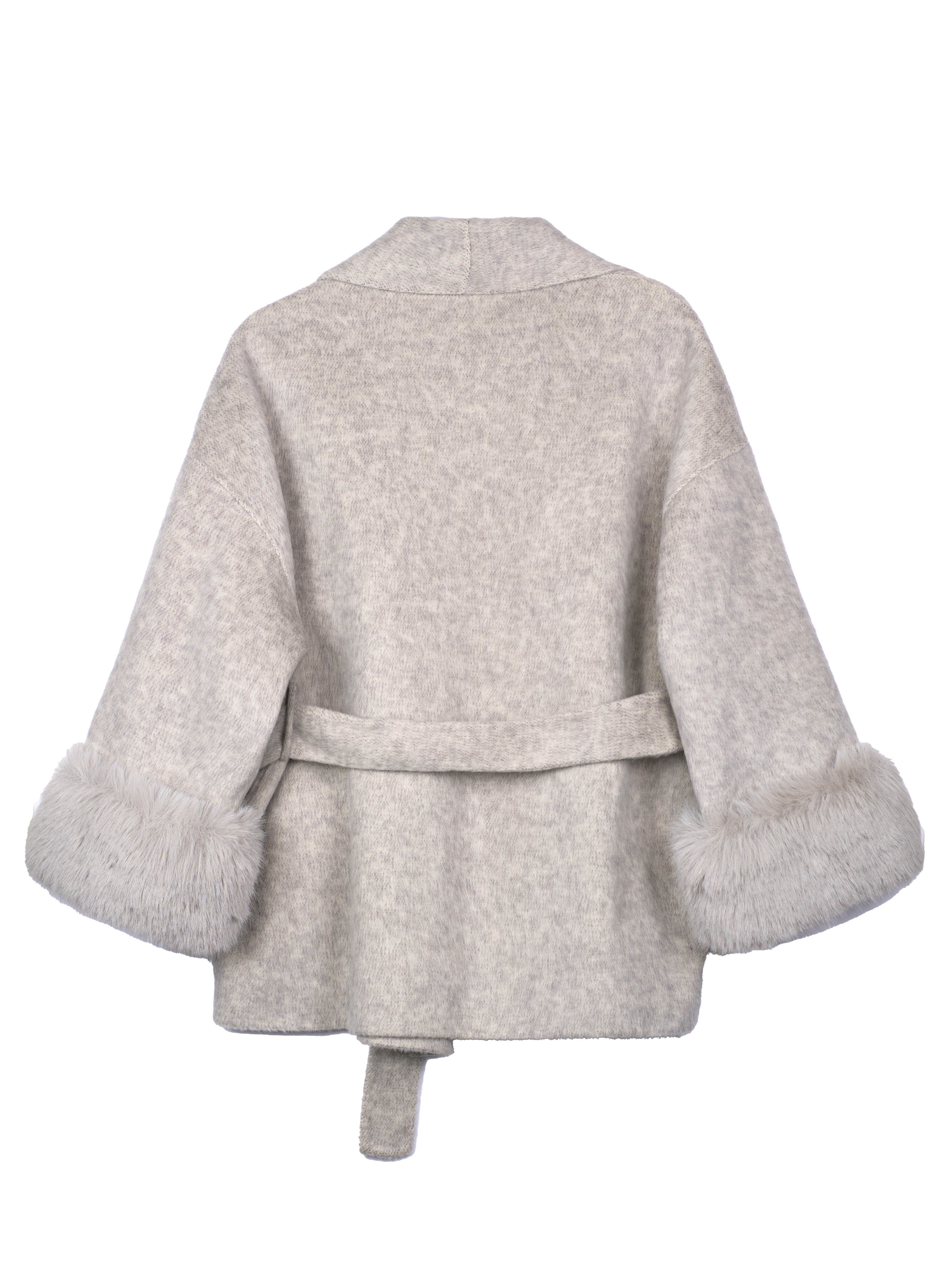 Women's Belted Wool Coats With 536 Speckled Gray