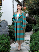 Wool  coat with Blue-White Check Pattern