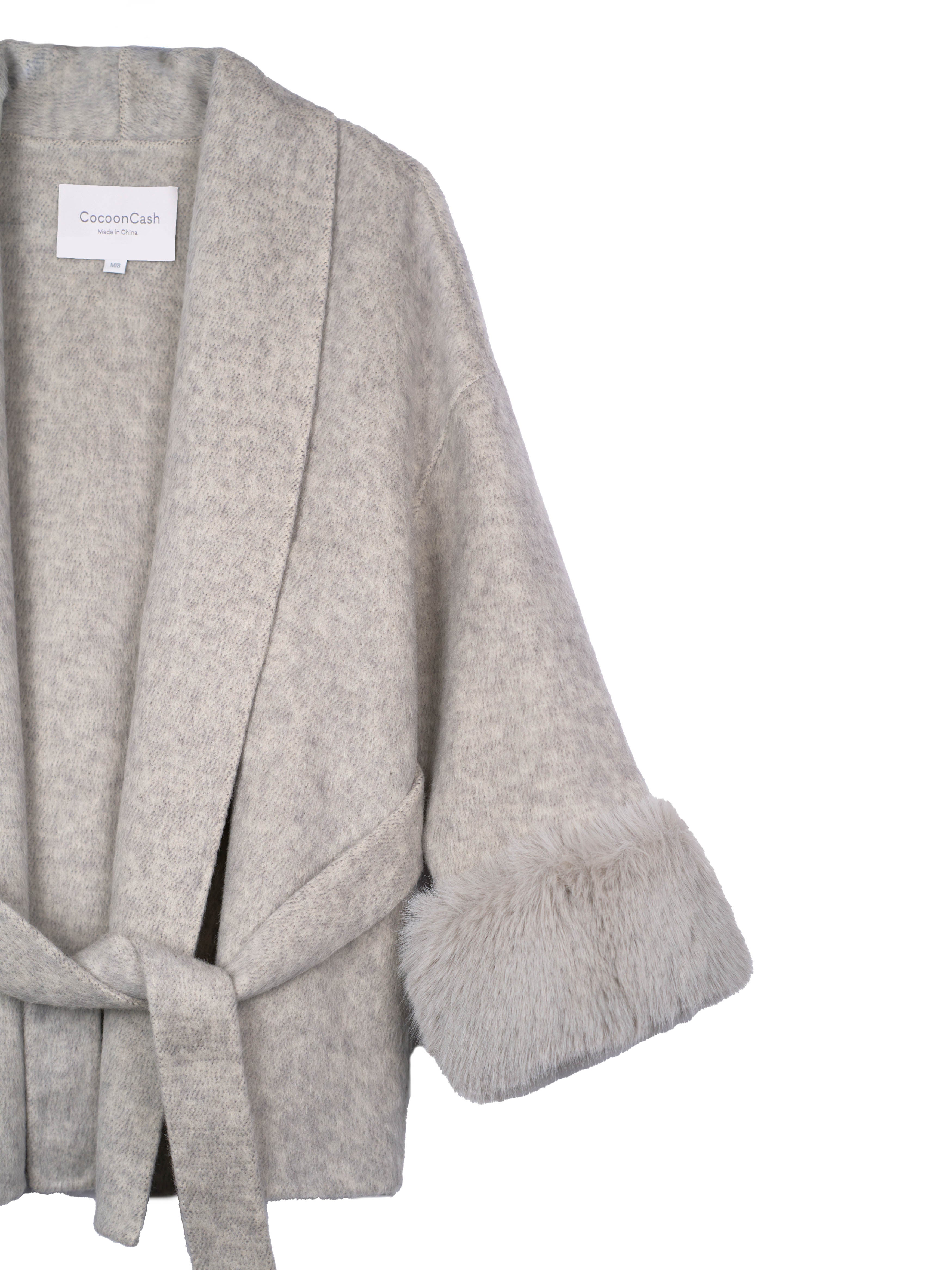 Women's Belted Wool Coats With 536 Speckled Gray