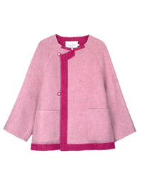 Women's Short Wool Coats With 153 Velvet Peony Purple