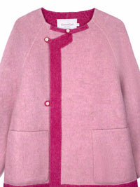 Women's Short Wool Coats With 153 Velvet Peony Purple