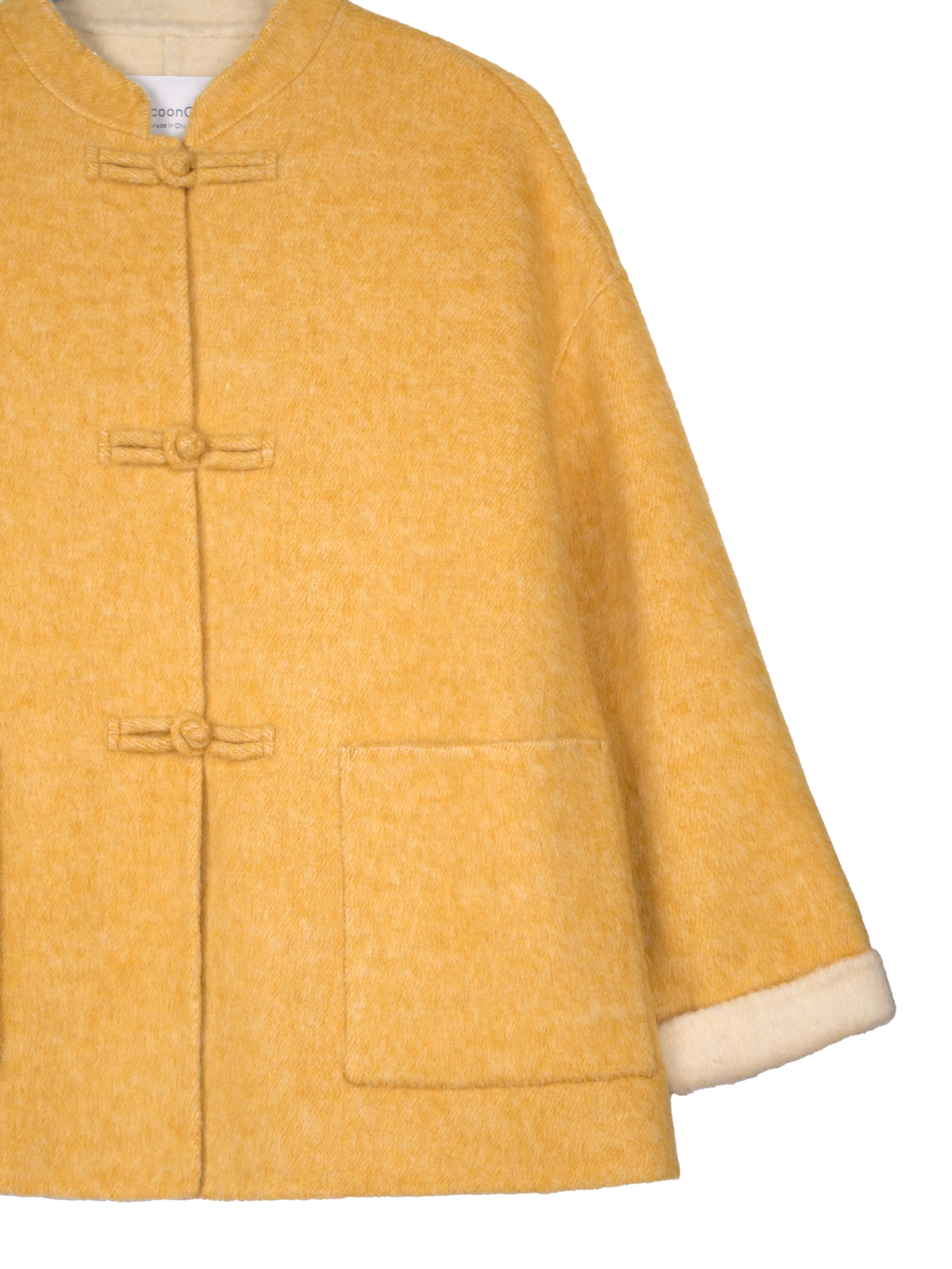 Women's Short Wool Coats With 332 Banana Yellow
