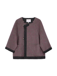 Women's Short Wool Coats With 153 Red Lichen Stone