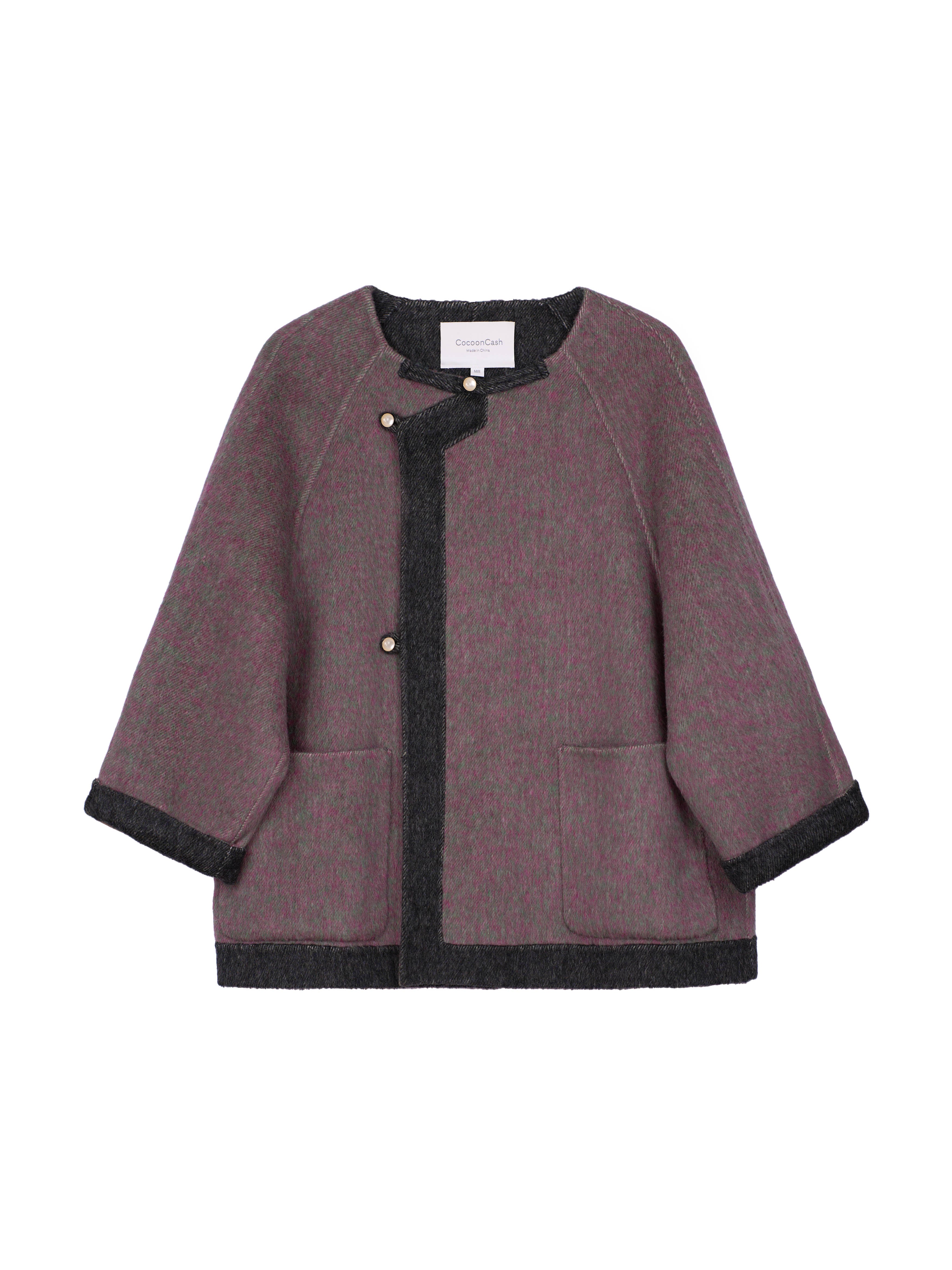 Women's Short Wool Coats With 153 Red Lichen Stone