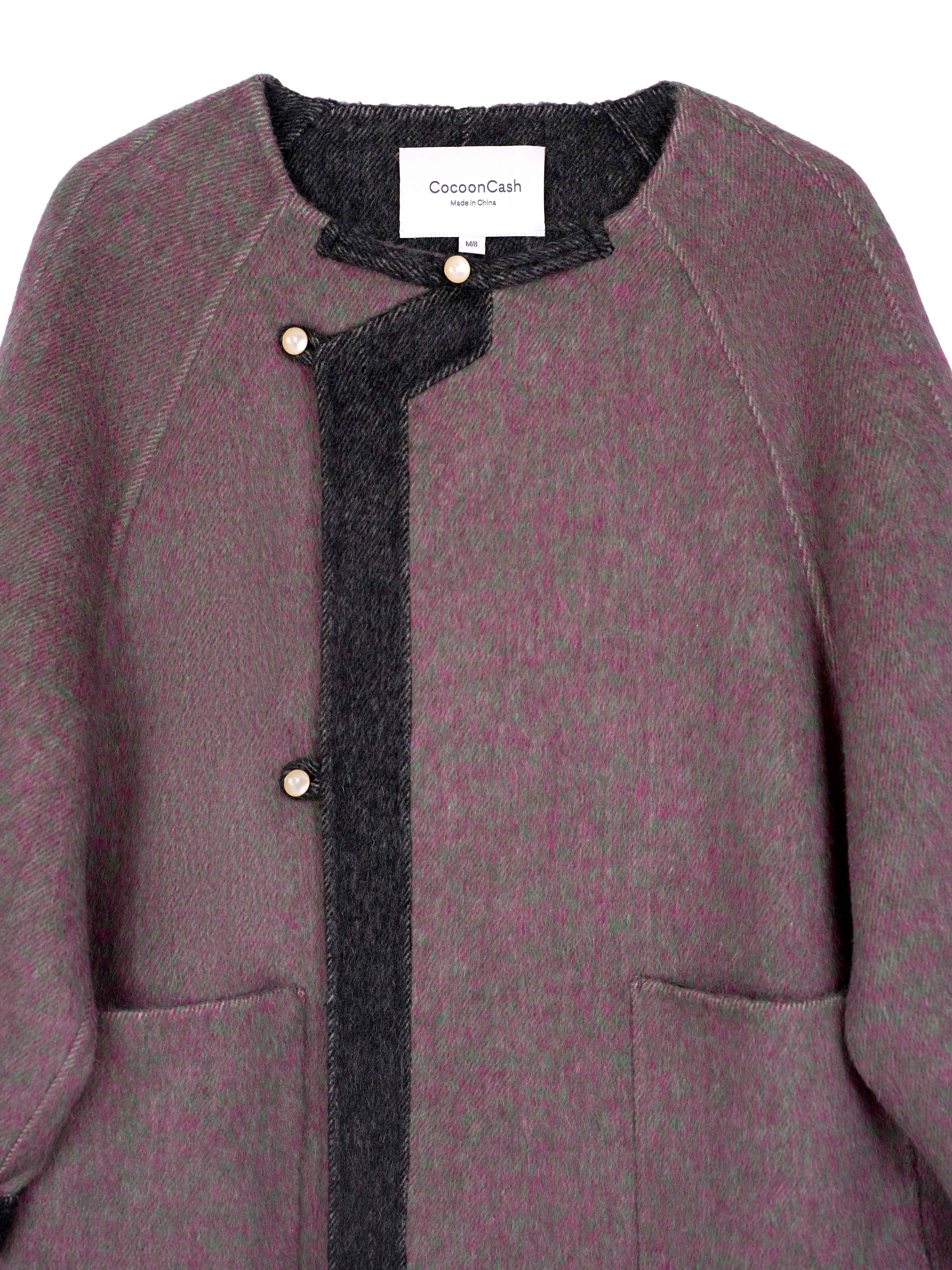 Women's Short Wool Coats With 153 Red Lichen Stone