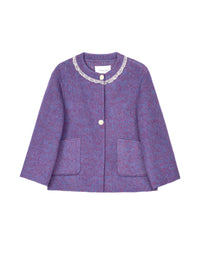 Women's Short Wool Coats With 325 Wisteria Purple