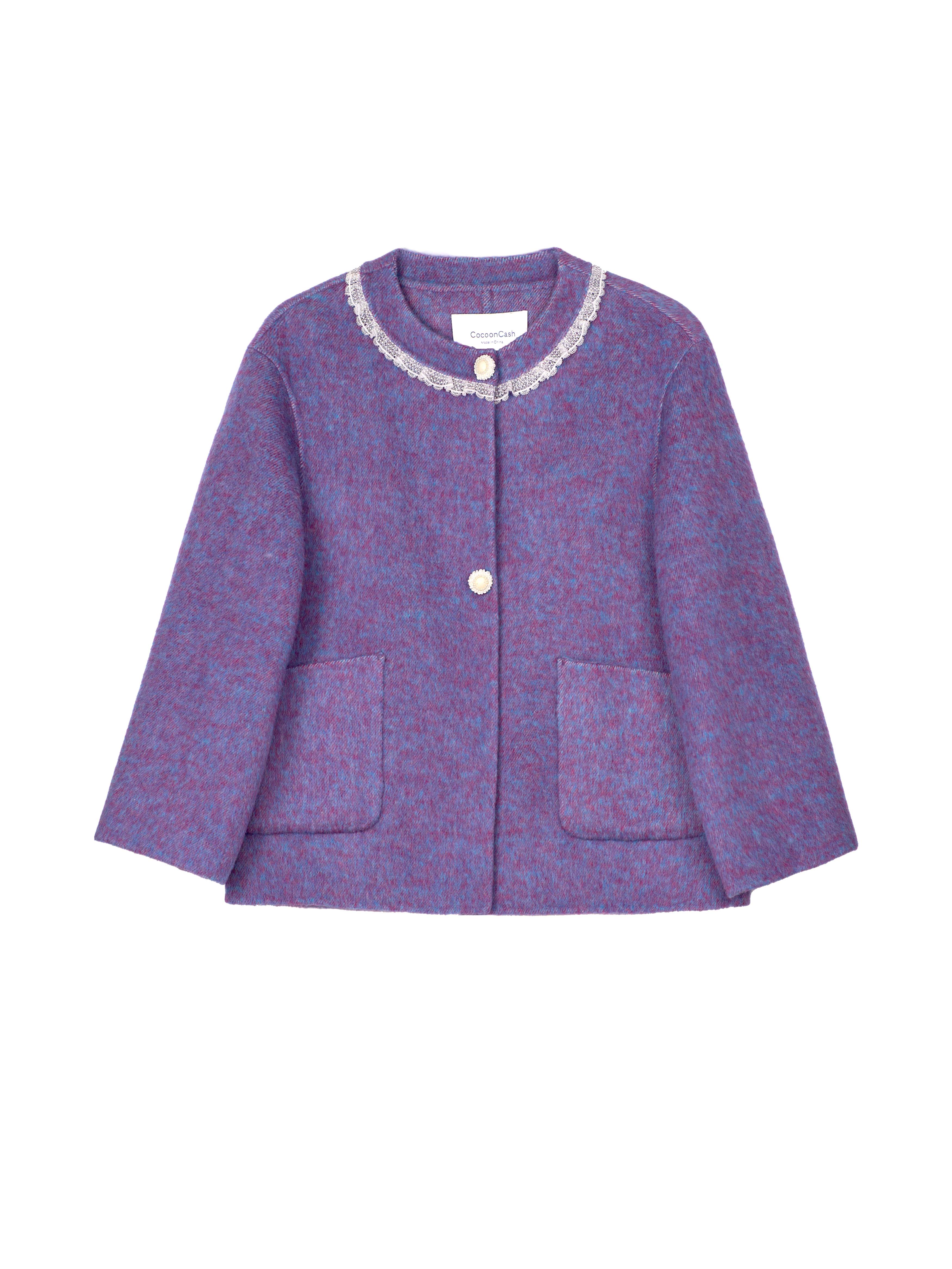 Women's Short Wool Coats With 325 Wisteria Purple