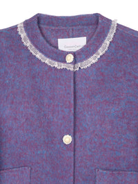Women's Short Wool Coats With 325 Wisteria Purple
