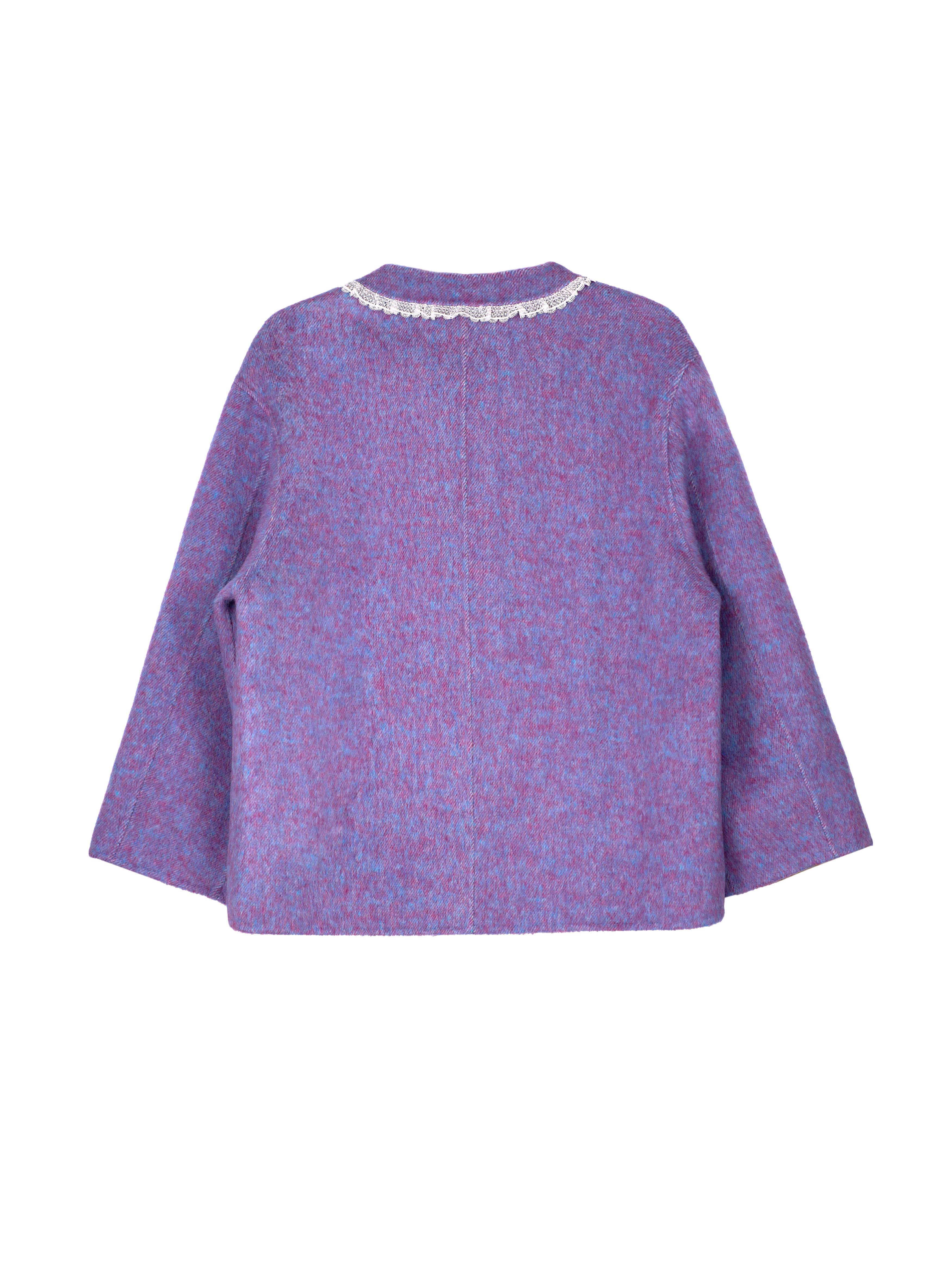 Women's Short Wool Coats With 325 Wisteria Purple