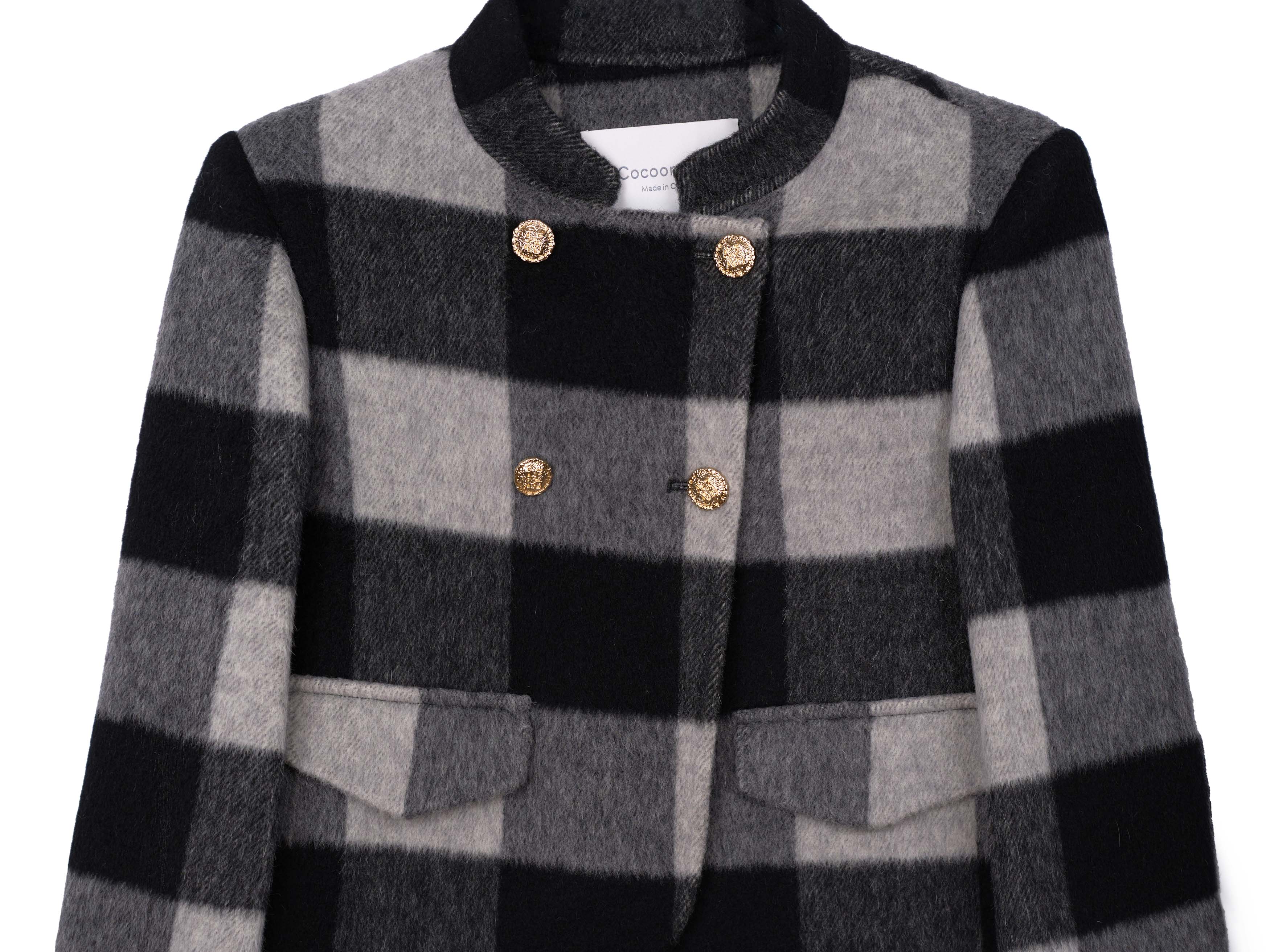 Women's Short Wool Coats With 335 Zebra Gray