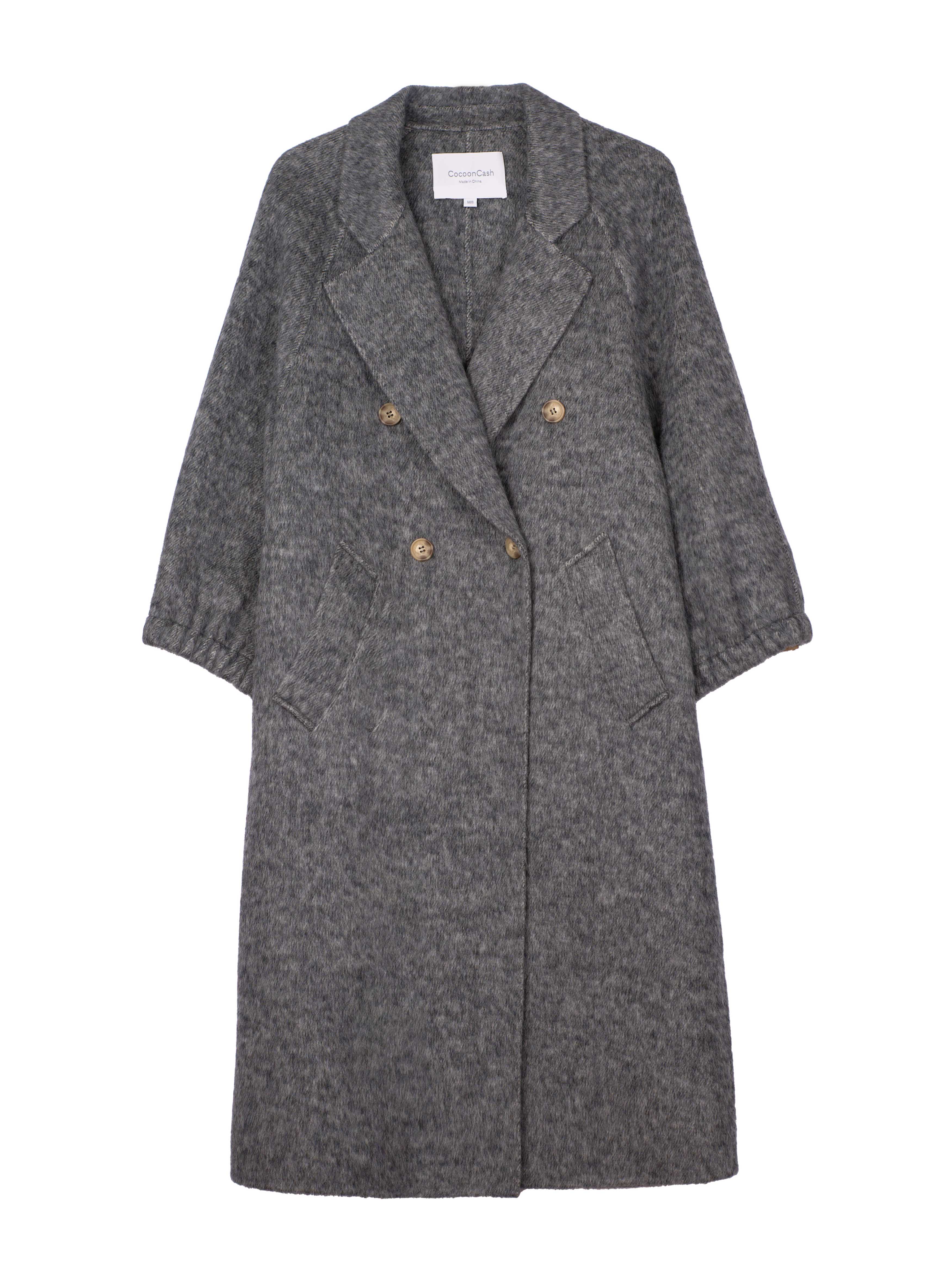 Women's Hand-Finished Wool Coats With 362 Snowflake Gray