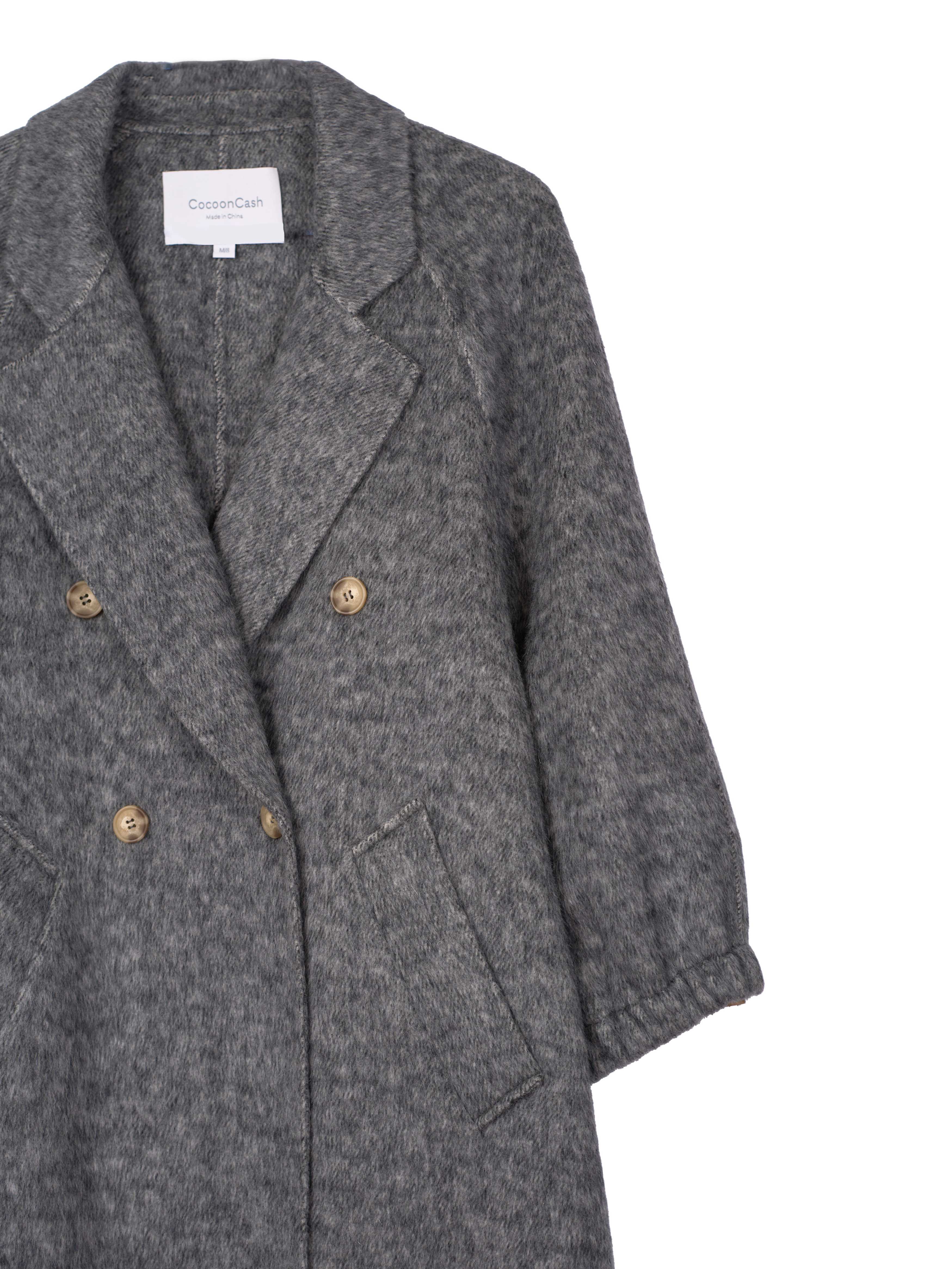 Women's Hand-Finished Wool Coats With 362 Snowflake Gray