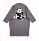 Wool coat with Oriental Panda Embroidery