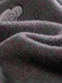 Wool coat with Oriental Panda Embroidery