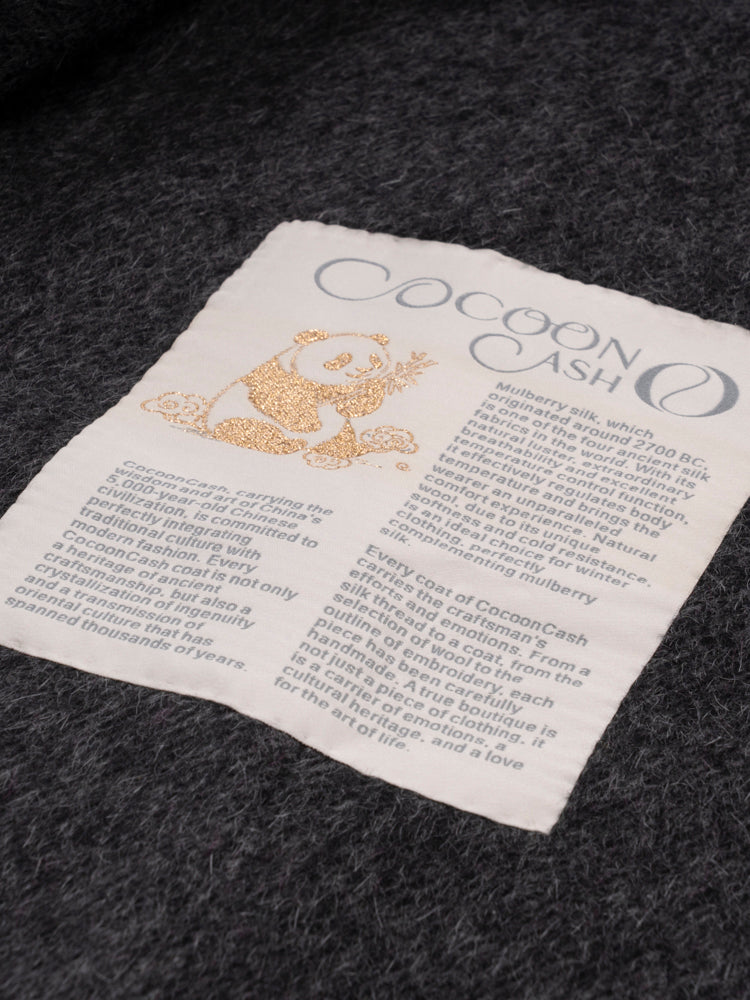 Wool coat with Exquisite Panda Embroidery