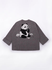 Wool coat with Exquisite Panda Embroidery