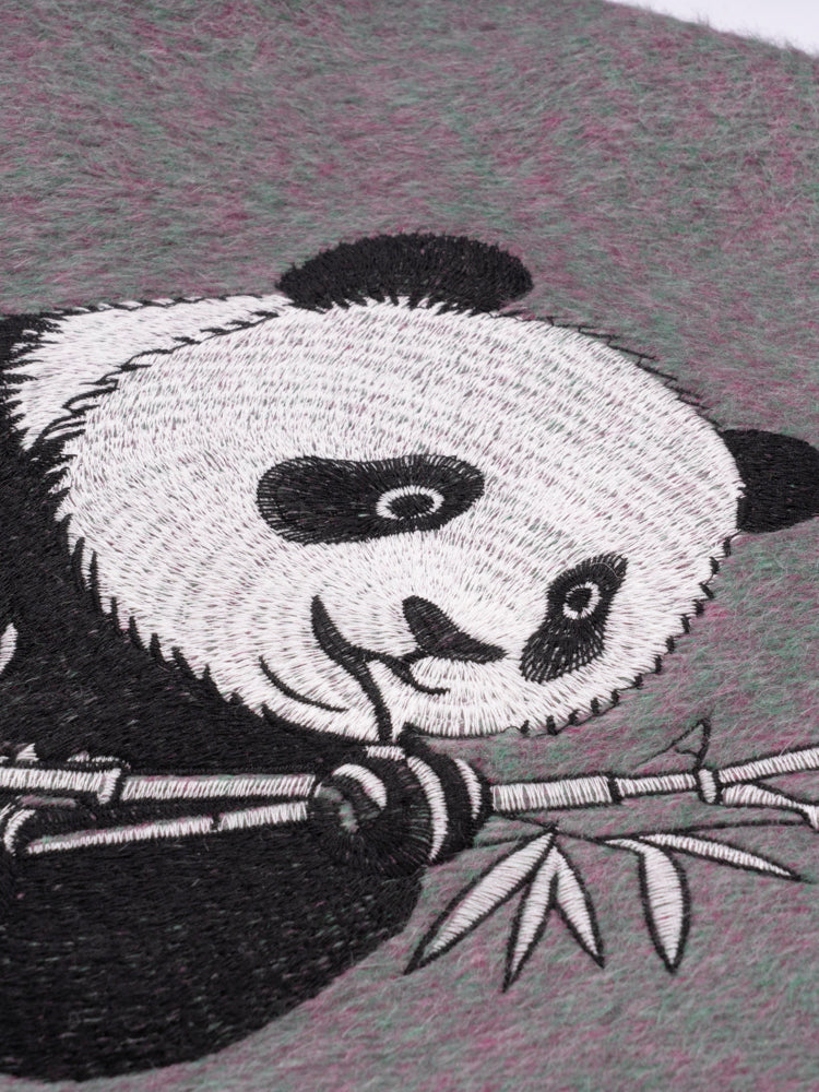 Wool coat with Exquisite Panda Embroidery