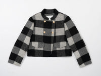 Wool coat women with Zebra Two-Tone Plaid