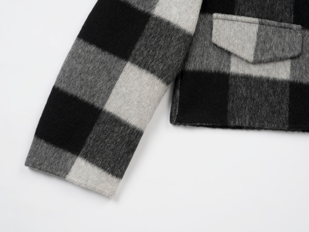 Wool coat women with Zebra Two-Tone Plaid