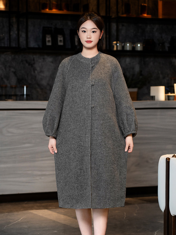 Wool coat with Frog Closure and Cuffed Sleeves