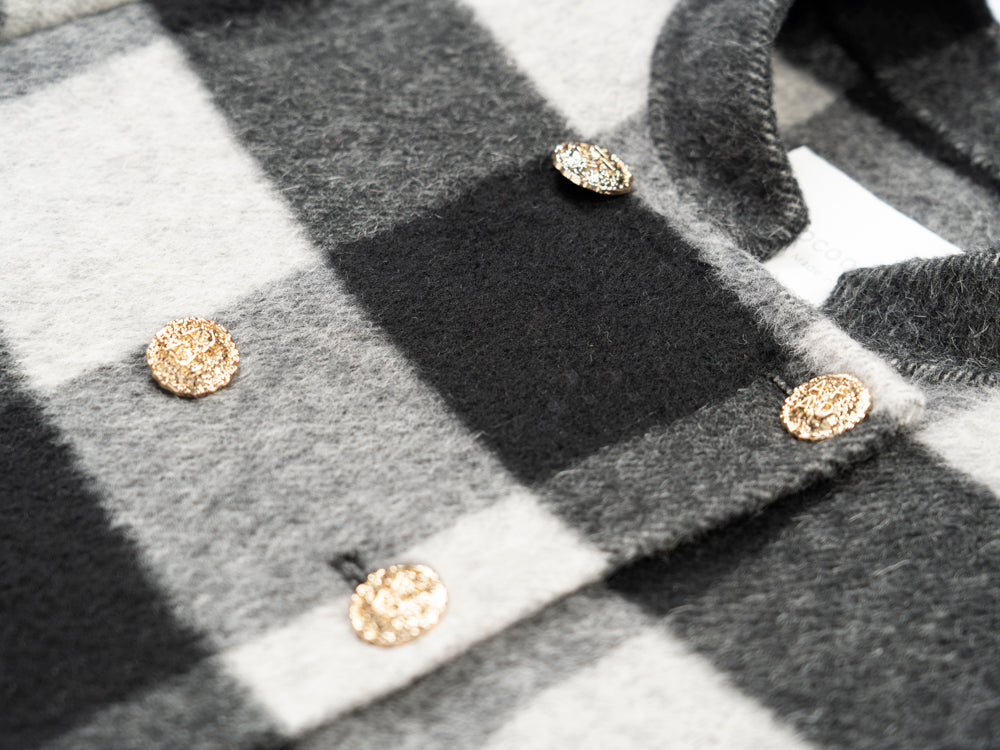 Wool coat women with Zebra Two-Tone Plaid