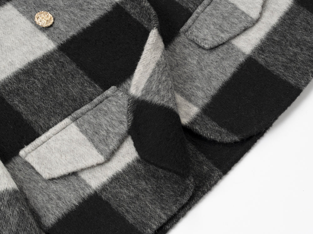 Wool coat women with Zebra Two-Tone Plaid