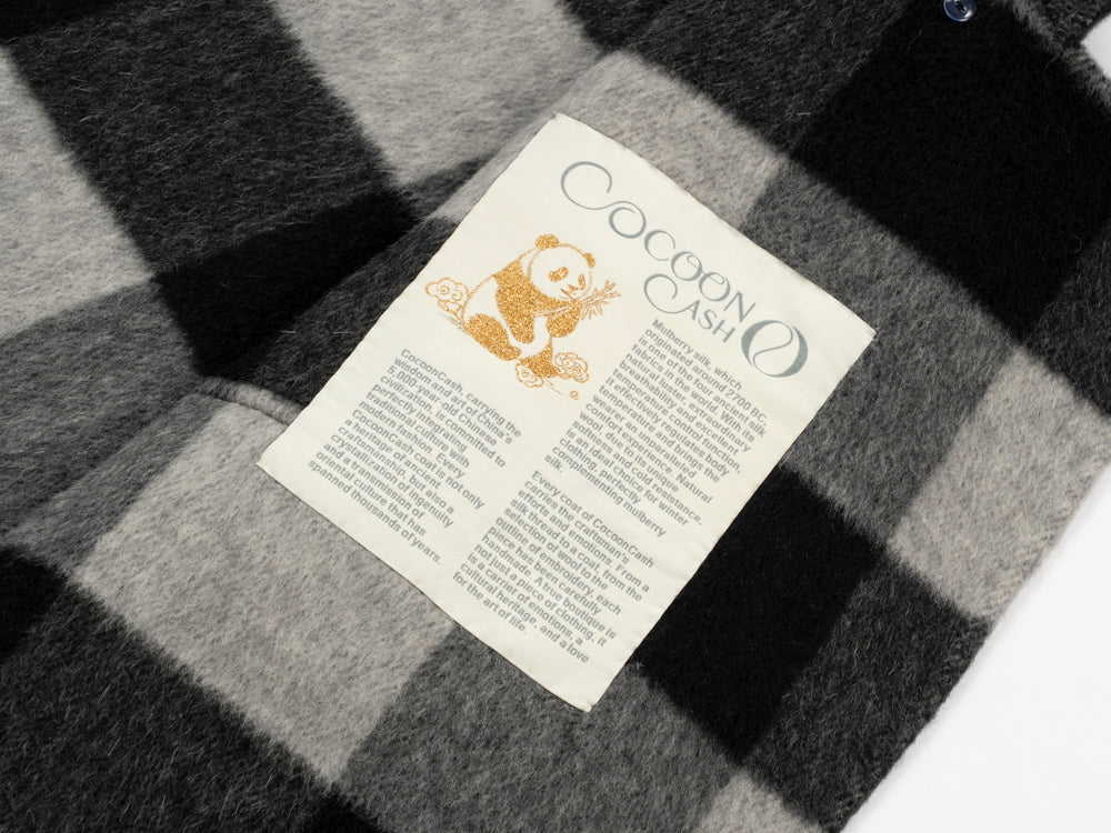 Wool coat women with Zebra Two-Tone Plaid