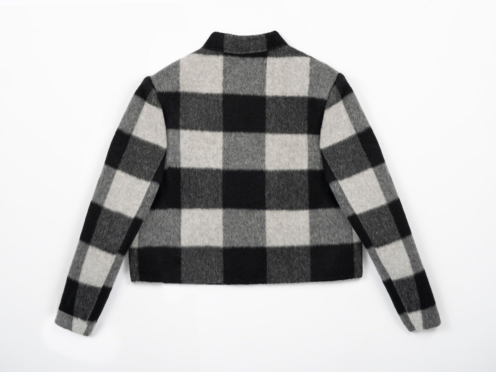 Wool coat women with Zebra Two-Tone Plaid