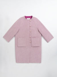 Wool coat with Round Neck & Pearl Buttons