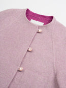 Wool coat with Round Neck & Pearl Buttons
