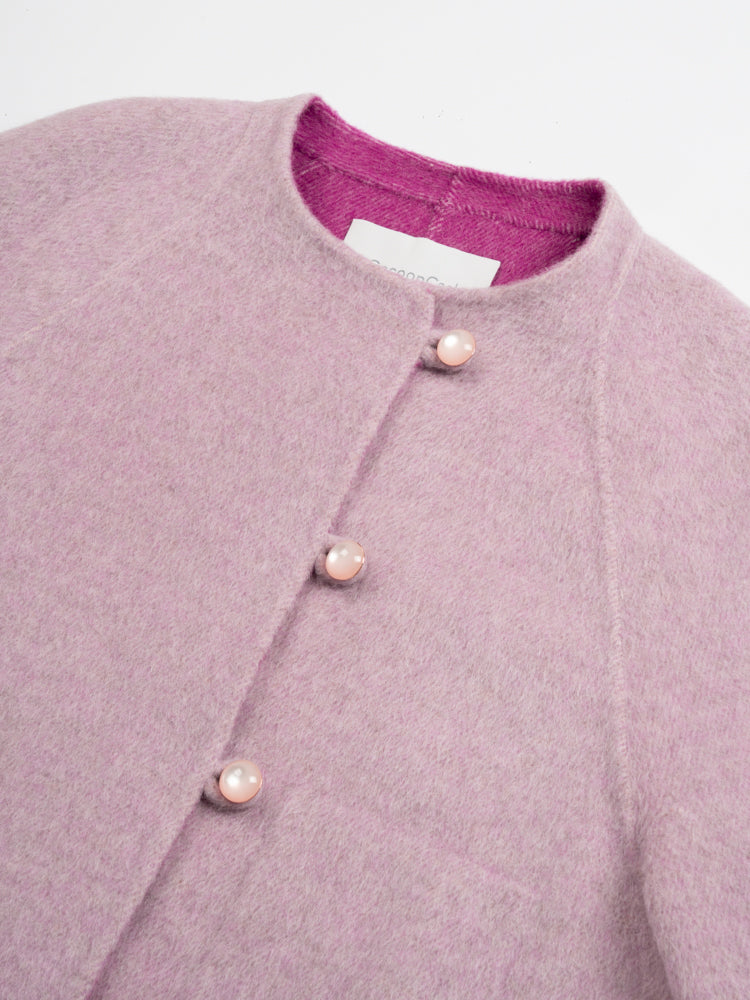Wool coat with Round Neck & Pearl Buttons