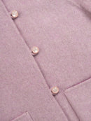 Wool coat with Round Neck & Pearl Buttons
