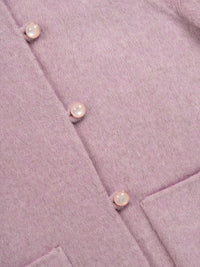 Wool coat with Round Neck & Pearl Buttons