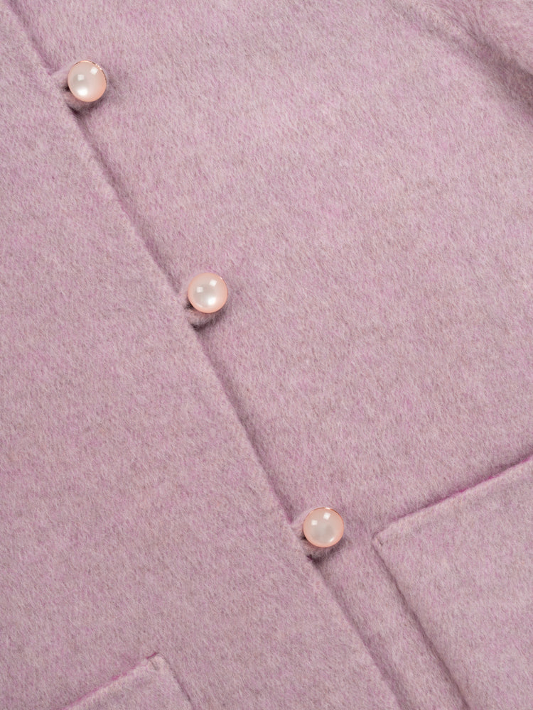 Wool coat with Round Neck & Pearl Buttons