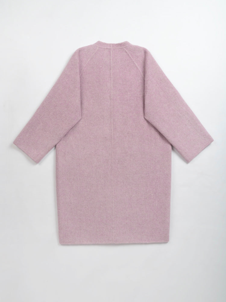 Wool coat with Round Neck & Pearl Buttons