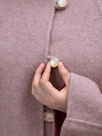 Wool coat with Round Neck & Pearl Buttons
