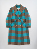 Wool  coat with Blue-White Check Pattern