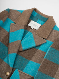 Wool  coat with Blue-White Check Pattern