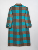 Wool  coat with Blue-White Check Pattern